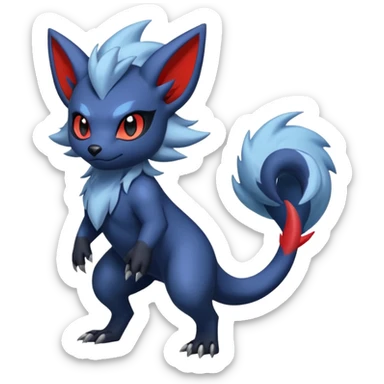 Exotic colorful cool handsome elemental exotic Zorua-Absol-Salandit-fusion (full body) sticker