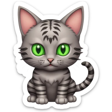 Demon grey tabby kitten sticker