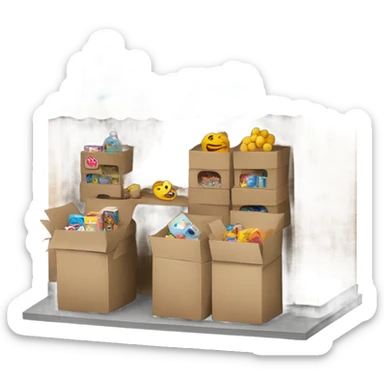 a stall that sells toys packaged in boxes sticker