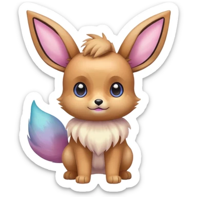Kawaii Shiny Colorful Pastel Eevee Full Body sticker