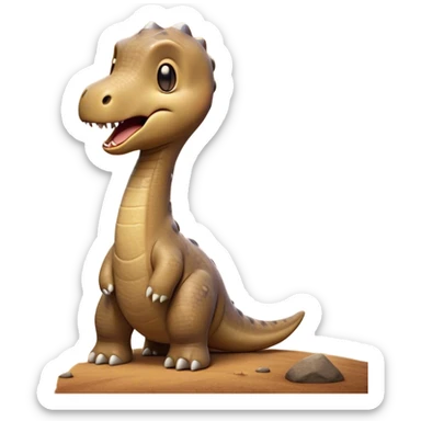 Cinematic Cute Yawning Brachiosaurus Portrait Emoji, Head tilted slightly with a dramatic, wide-open yawn, showcasing a gently drooping long neck and a small head with sleepy, half-closed eyes, set against a massive, textured body in warm earth tones, Simplified yet irresistibly adorable features, highly detailed, glowing with a soft, cozy golden glow, high shine, relaxed yet expressive, stylized with a dash of whimsical ancient charm, soft glowing outline, capturing the essence of a drowsy yet affectionate Brachiosaurus that appears ready to stretch and yawn its way out of the screen! sticker