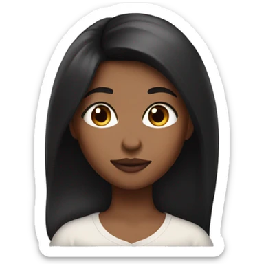 Brown skin girl with straight black hair with lip balm sticker