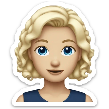 blonde blue eyed girl with a navy blue top sticker