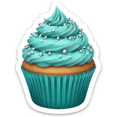 cupcake with teal frosting and silver sprinkles sticker