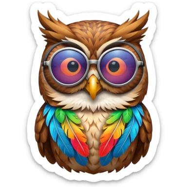 colorful silent owl wearing sunglasses sticker