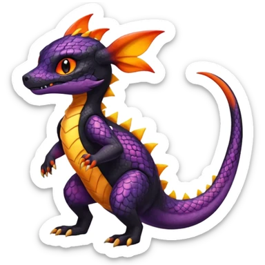 Shiny Cute Spooky Salandit-Umbreon-Charmeleon-Fakémon-hybrid-creature (full body)  sticker