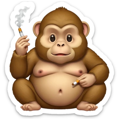 Fat monkey with a cigarette  sticker