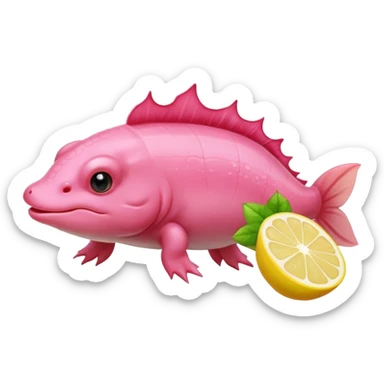 J’aimerais un Axolotl rose qui mange un citron sticker