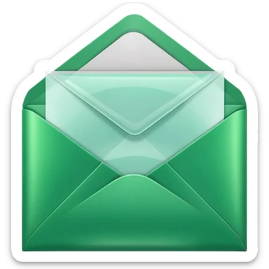 A simple emoji-style icon of a transparent green plastic gym folder envelope, slightly open, with clean edges, soft shine, and subtle shading, conveying fitness organization and active lifestyle.

 sticker