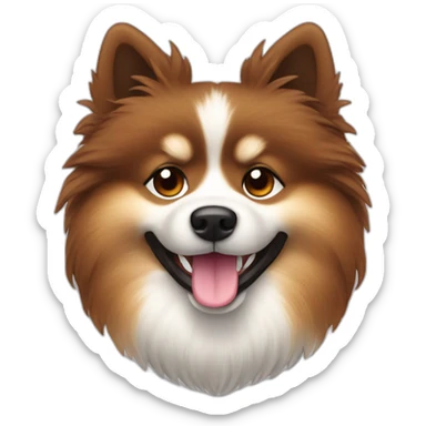 Spitz dog happy face only dark brown color hairy sticker