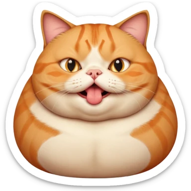fat obese cat with huge bulging eyes and giant tongue out sticker