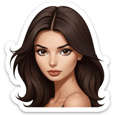 Emily Ratajkowski, glamorous brunette model with sultry expression, high cheekbones, and long dark hair sticker