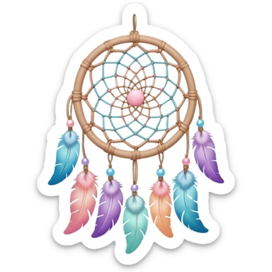 Mini pastel dreamcatcher with white wooden frame  sticker