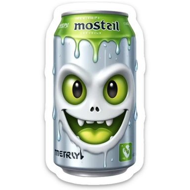 Crea un emoji de una lata de monster blanca de la bebida energética  sticker