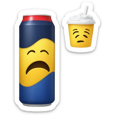 tired yellow emoji with a redbull  sticker