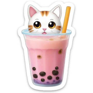 Cute cat boba tea sticker
