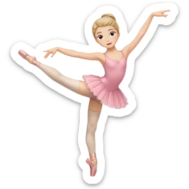 Una chica con vestuario de bailarina con las piernas flexionadas, el dedo índice en la boca, el tren superior inclinado hacia la izquierda y con la cadera proyectada hacia la izquierda sticker