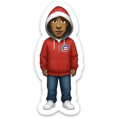 fullbody barack obama wearing supreme hoodie sticker