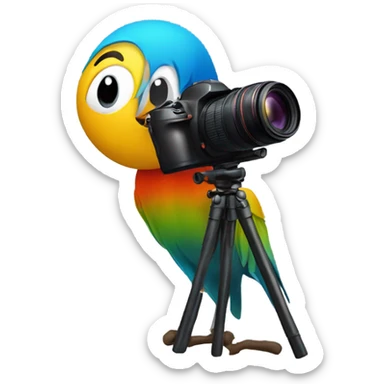 Photographer taking a picture of a bird sticker