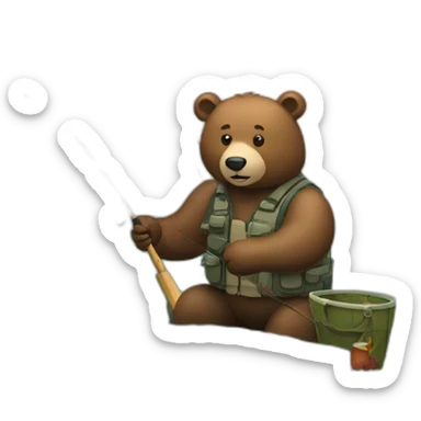 bear fishing sticker