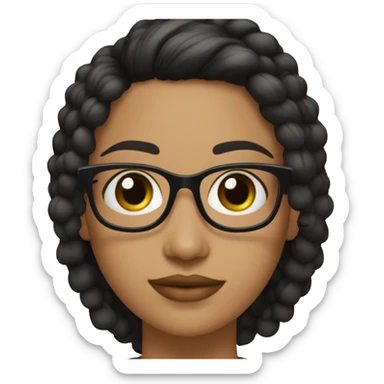 Chica cabello negro, liso, largo y con lentes de piel clara sticker