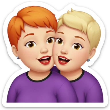 Chubby ugly lesbian kissing tall butch lesbian with huge teeth and short hair sticker