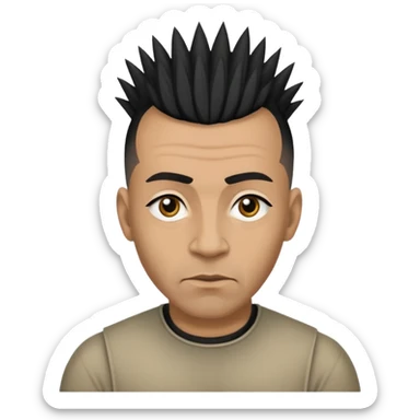 A african American light skinned man about 40 years old with a black Mohawk and eye wrinkles  sticker