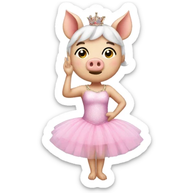 A pig with a tutu tiara and a wand sticker
