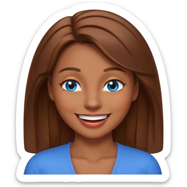 mulher morena de olhos azuis sorrindo e piscando um olho sticker