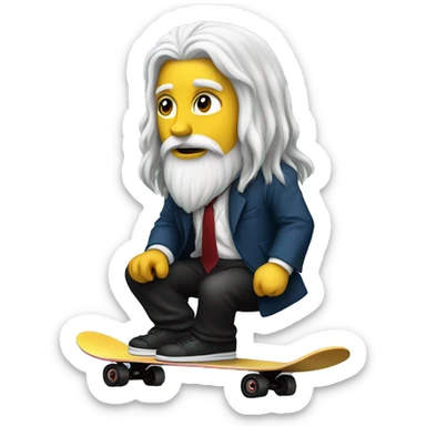 White Freemason with long hair skateboarding sticker