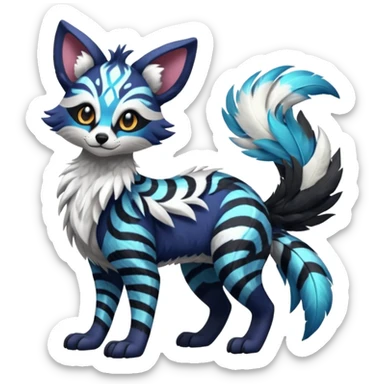 Futuristic furry fluffy floofy feathery tribal marked Genet-Absol-Kyurem-Zeraora-Primagen-fusion-creature  sticker