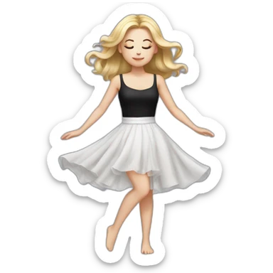 White Girl dress in black dancing with the eyes closed sticker