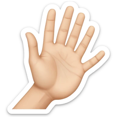 a hand held open, viewed from the side, with the palm facing upward sticker
