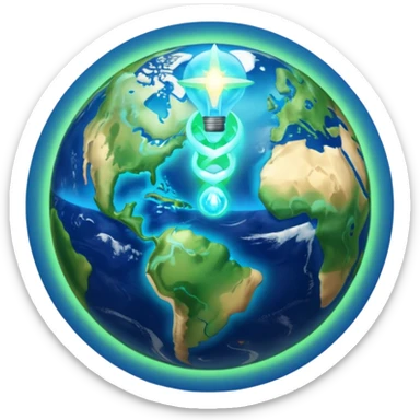 earth with blessing light sticker