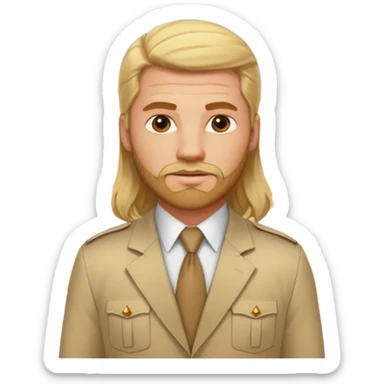 male blond long hair agent with short beard in egypt with pyramid. bit more fat sticker