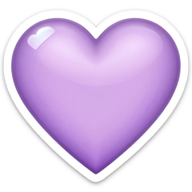 A light purple heart emoji that has the same shape as a normal heart emoji and light reflecting is from the tip of the heart and in straight shape sticker