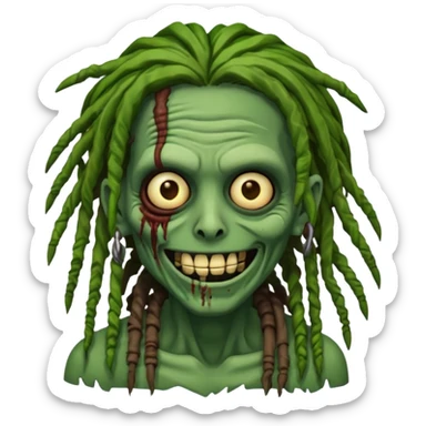 Make a image of a zombie with dreads make it like a emoticon not as scary sticker