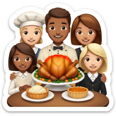 Thanksgiving Dinner with friends of all different races sticker