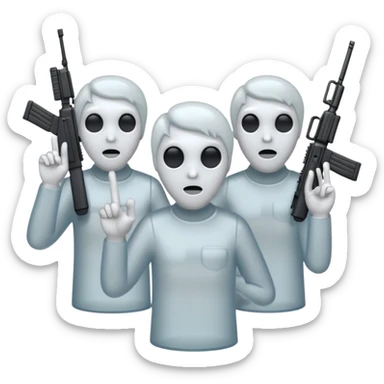 Fantasmas con un fusil moderno y haciendo haciendo en en forma de ✌️ con los dedos sticker