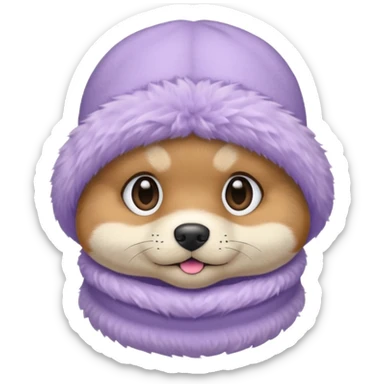 puppy face in a pastel lavender ski mask, face only sticker