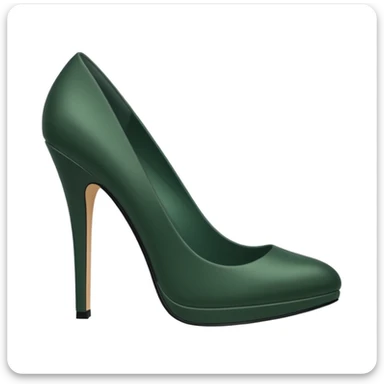 female legs in dark green high heel pump shoes, side view, minimalism, no faces or emojis, white background sticker