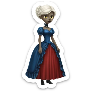 "galora blue blonde alien woman" in red Victorian dress red elegant, full body sticker