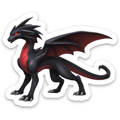 cool edgy black and red Dark-type nargacuga Pokémon full body sticker