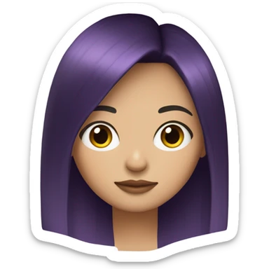 half mexican half white girl with dark violet hair with curtain bangs sticker