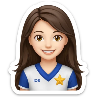 happy long haired brunette girl hazel eyes cheerleader sticker