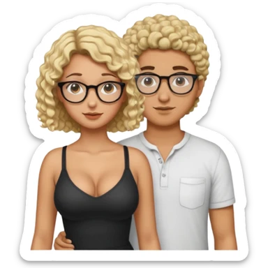 An arab guy with short curly hair and eyeglasses is fucking a blonde girl with tanned skin and big tits and ass sticker