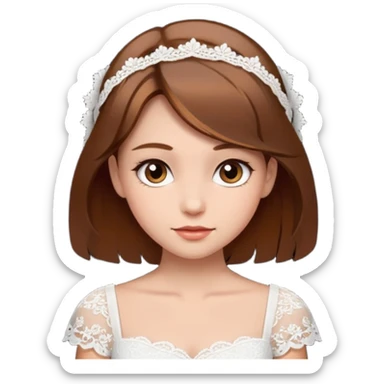a middle brown hair girl with elegant white dress sticker