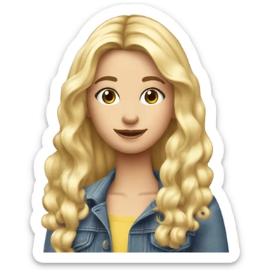 Jeune fille cheveux très long blonde platine amoureuse fait ses ongles  sticker