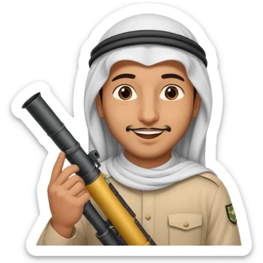 An emarati arab man holding a bazooka while sending kisses sticker
