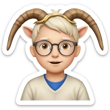 child with goat horn and eyeglasses sticker